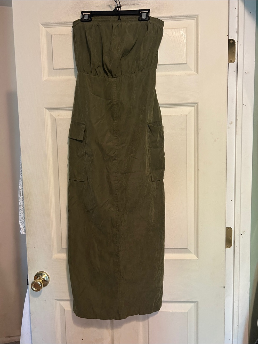 Forever 21 military bandeau midi dress in olive green Size Small
